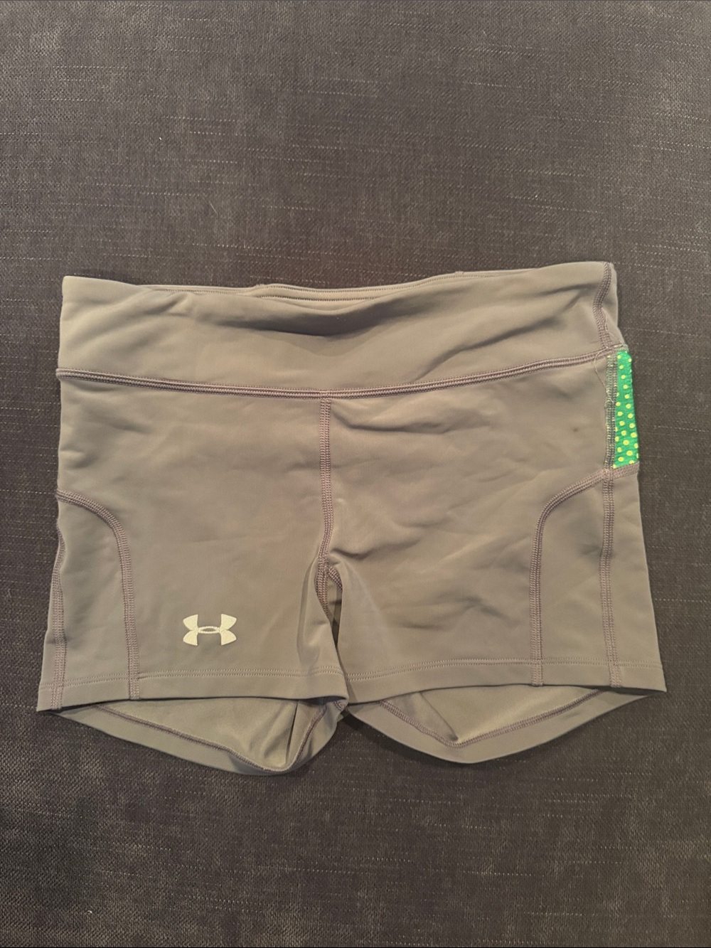 Under Armour Women's Gray Athletic Training Shorts with Green Accent